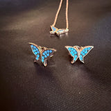 Micro Butterfly Necklace & Earring .925 Gold Plated CZ – 7 Colors – 16"+1.5" .925 Sterling Silver