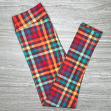 Mod Vibrant Color Plaid Print Leggings