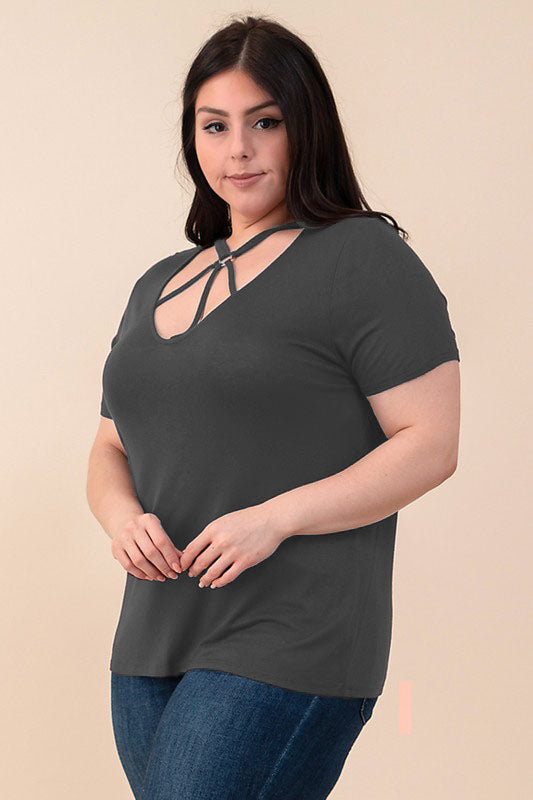 O Ring Caged Top - Charcoal