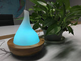 Bamboo Ultrasonic Aroma Diffuser - Pear Shaped White Glass Bowl
