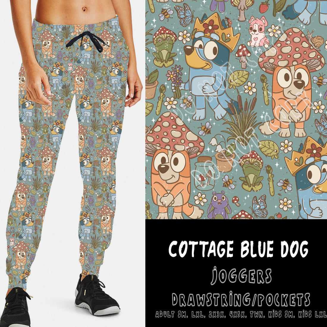 Cottage Core Blue Dog Kids Joggers