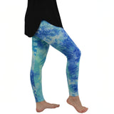 Teal Blue Tie Dye Print Soft Leggings