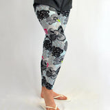 Bright Contrast Floral Hibiscus Blossom Print Soft Leggings