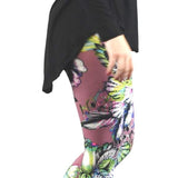 Mauve Floral Print Capri Leggings