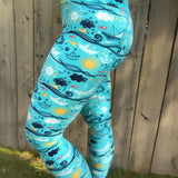 Sail The Blue Sea Print Soft Leggings - Adult & Kid Sizes