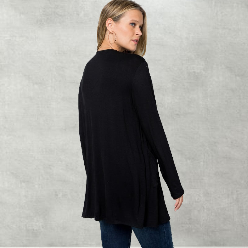 Sequin Trimmed Open Cardigan
