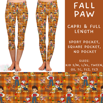 Batch #213 - Character Fall - Closes 10/9 - ETA mid Nov - Fall Paw Full and Capri Length Leggings