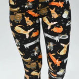Playful Mixed Dog Print Soft Capri Black Leggings