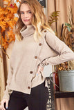 Buttoned Bliss Tan Cozy Sweater