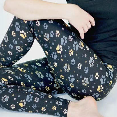Golden Paw Print Soft Leggings