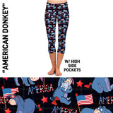4th Of July Donkey Soft Capri Leggings w/ Pockets