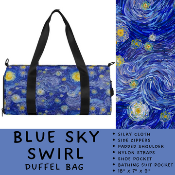 Batch #264 - Travel Collection - Closes 12/31 - ETA - Blue Sky Swirl Duffel Bag