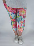 Watercolor Floral Capri w/ Pockets