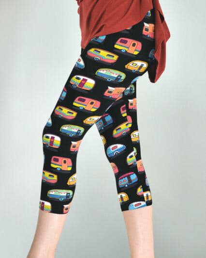 Colorful Fun Camper Print Capri & Full Length Leggings