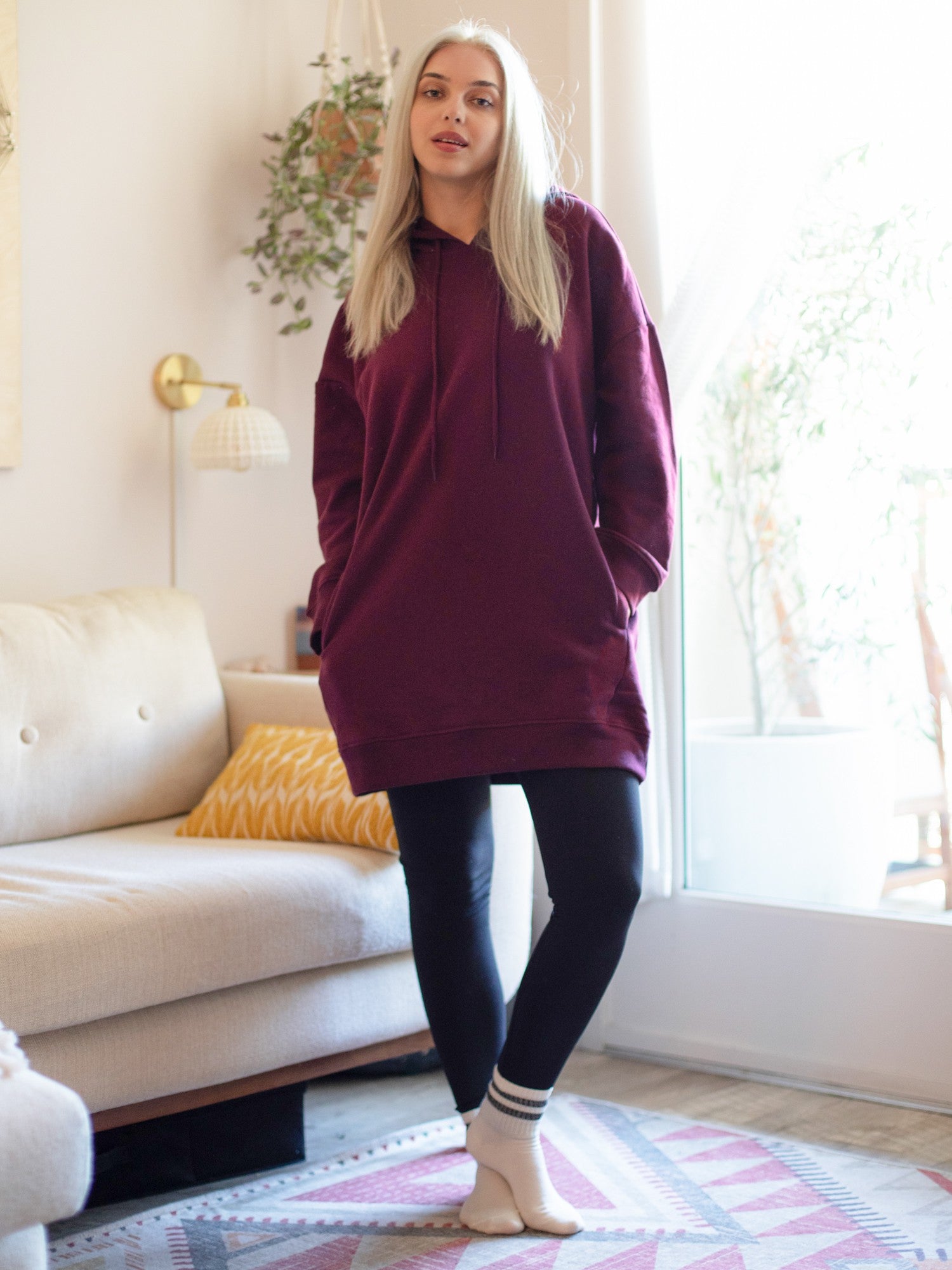 Oversized Hoodie Tunic Dress w/ Side Pockets