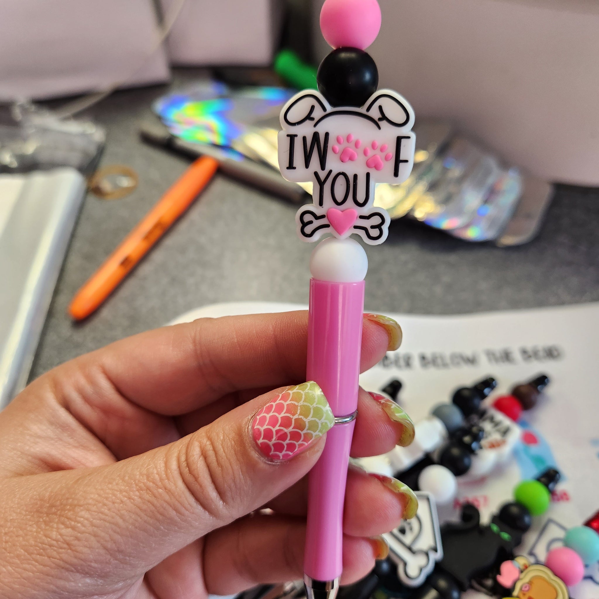 I Woof You Silicone Beaded Pen or Keychain