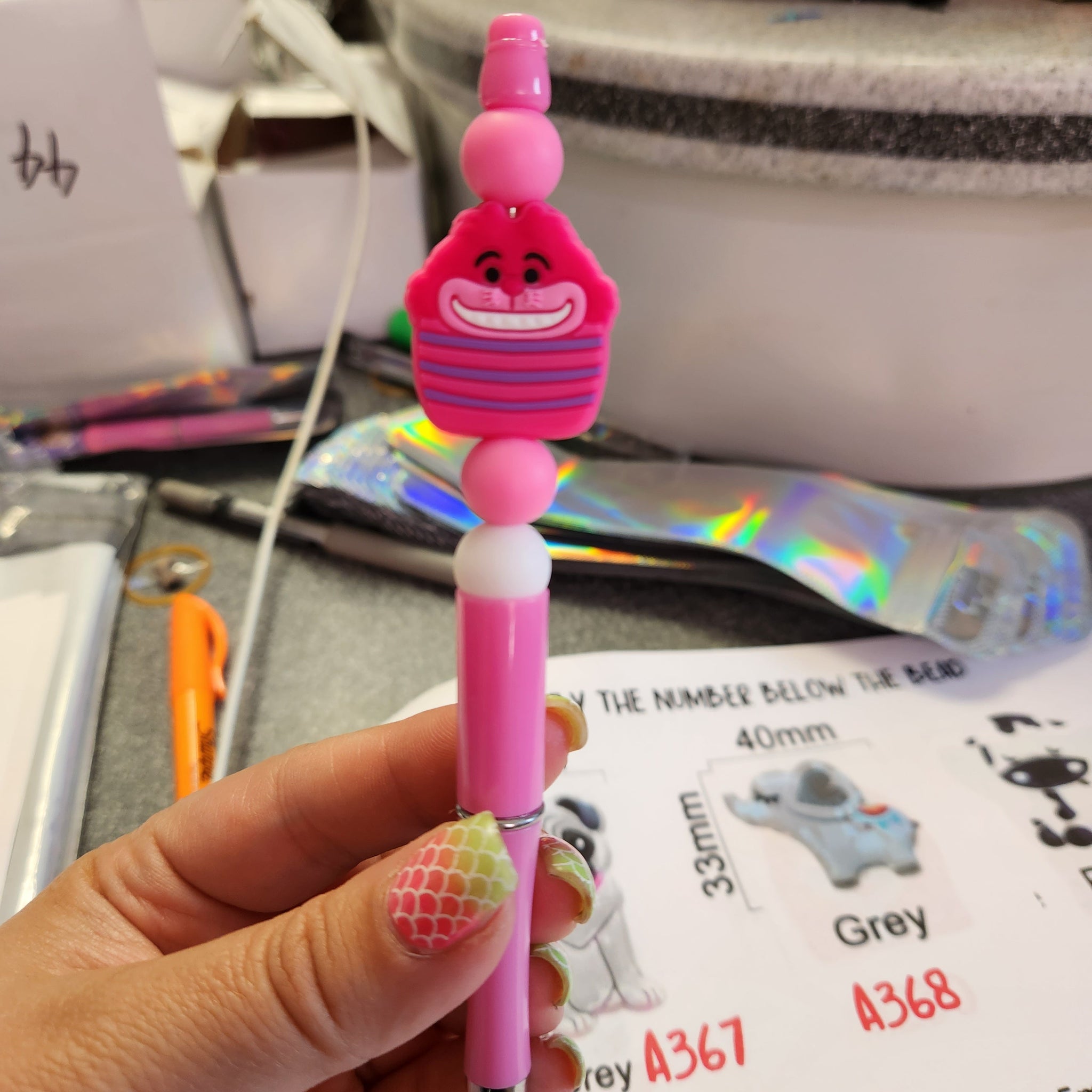 Mad Cat Silicone Beaded Pen or Keychain