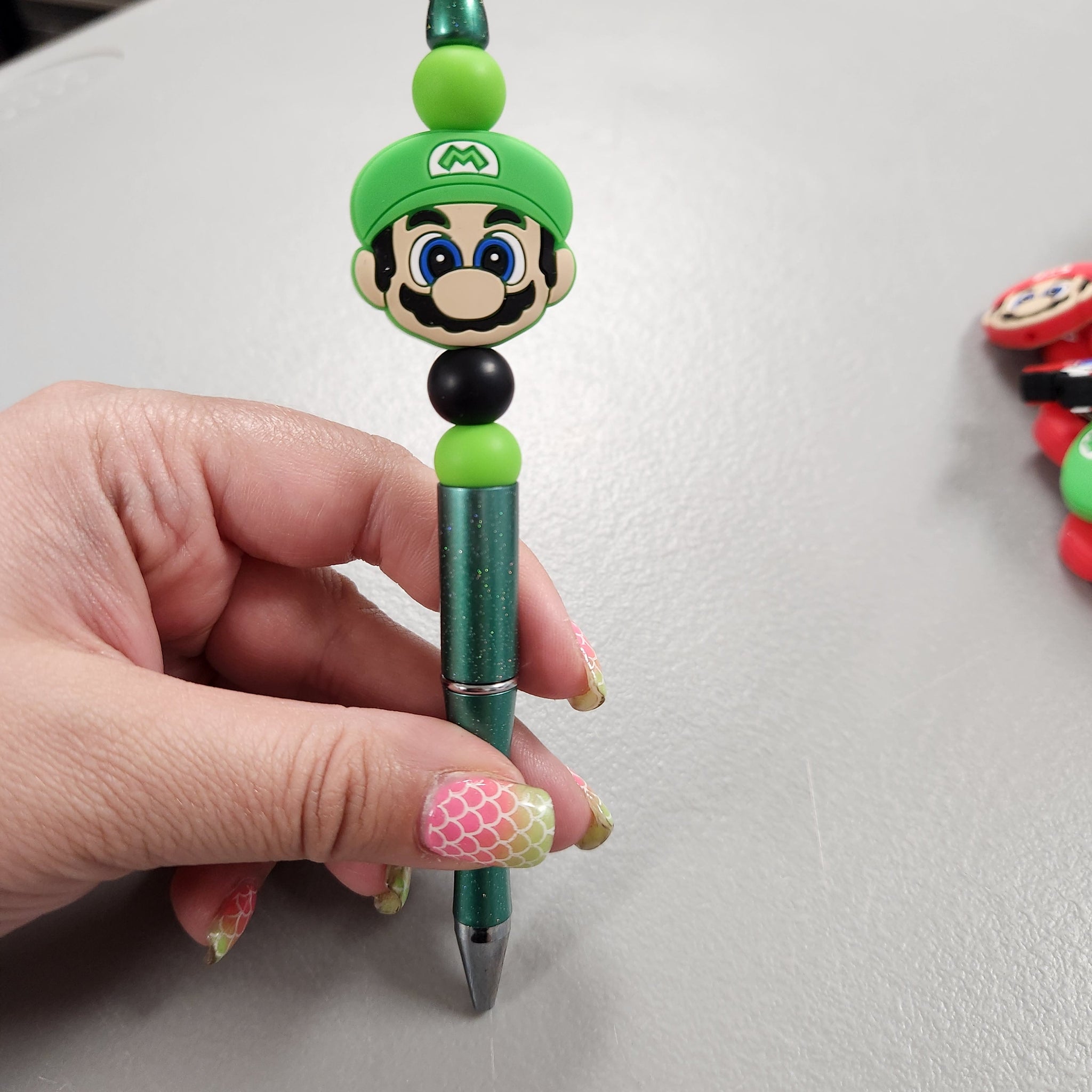 Green Plumber Silicone Beaded Pen or Keychain