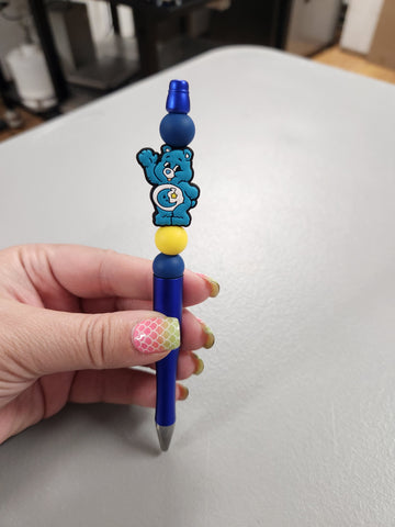Blue Bear Silicone Beaded Pen or Keychain