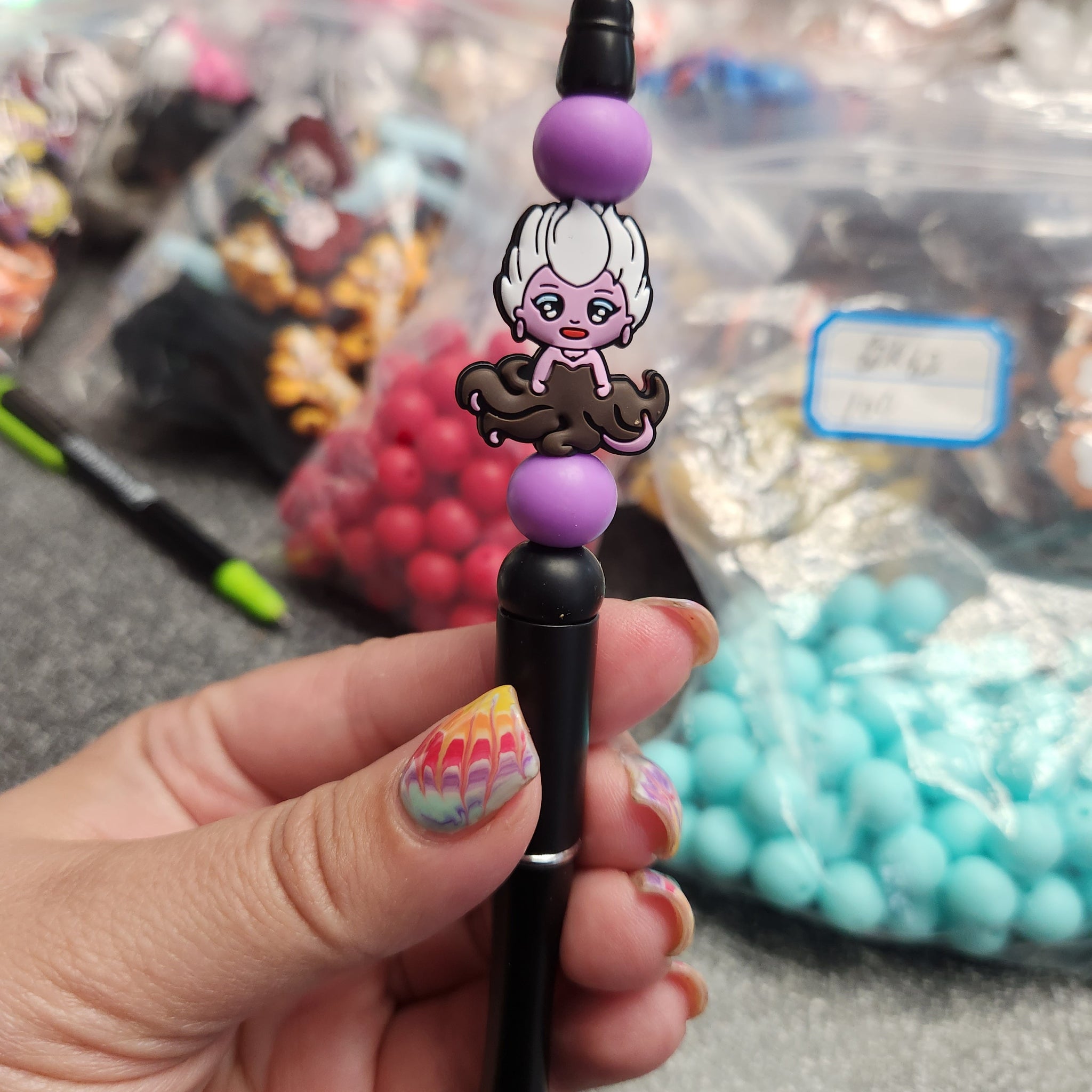 Octopus Witch Silicone Beaded Pen or Keychain
