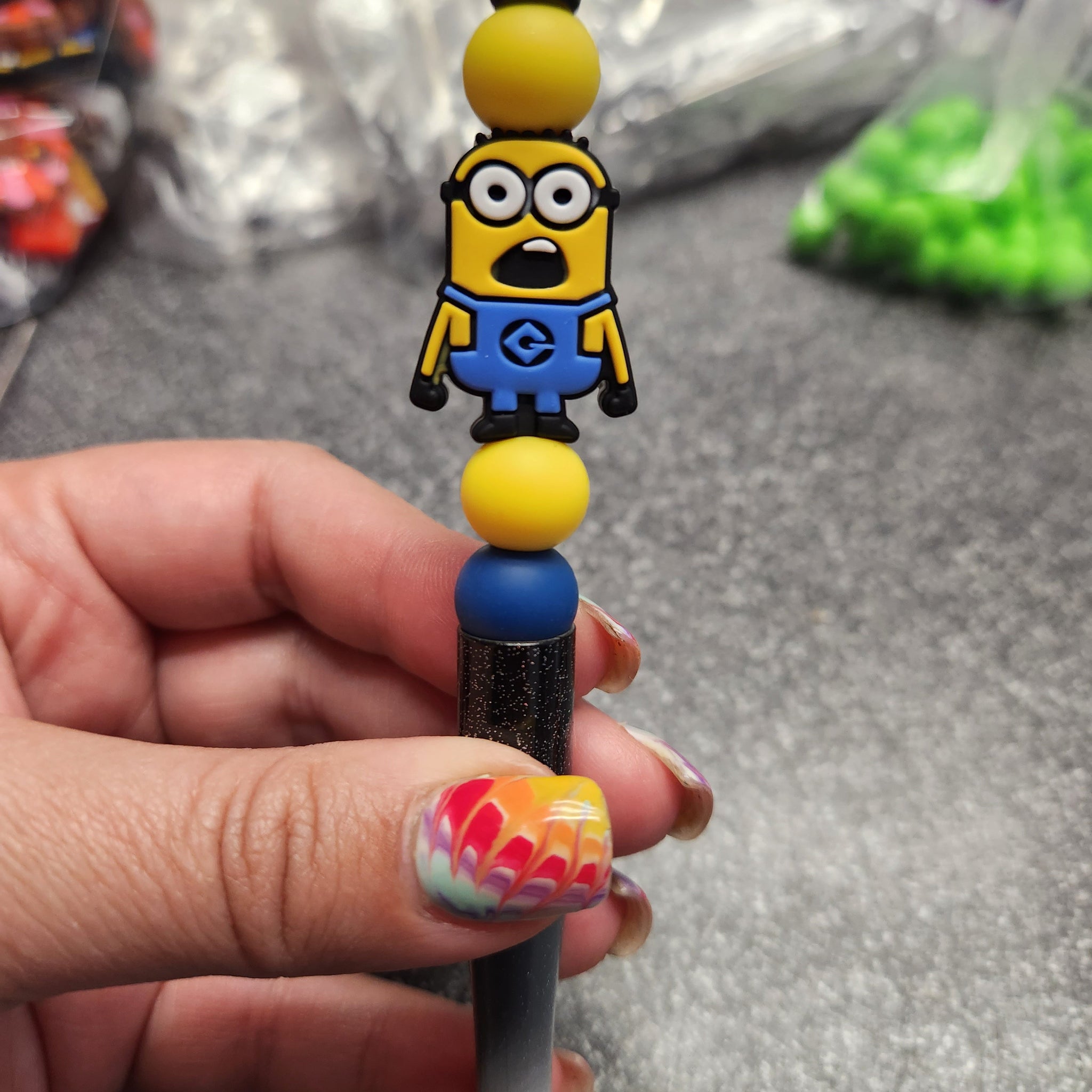 Yellow Dude Silicone Beaded Pen or Keychain