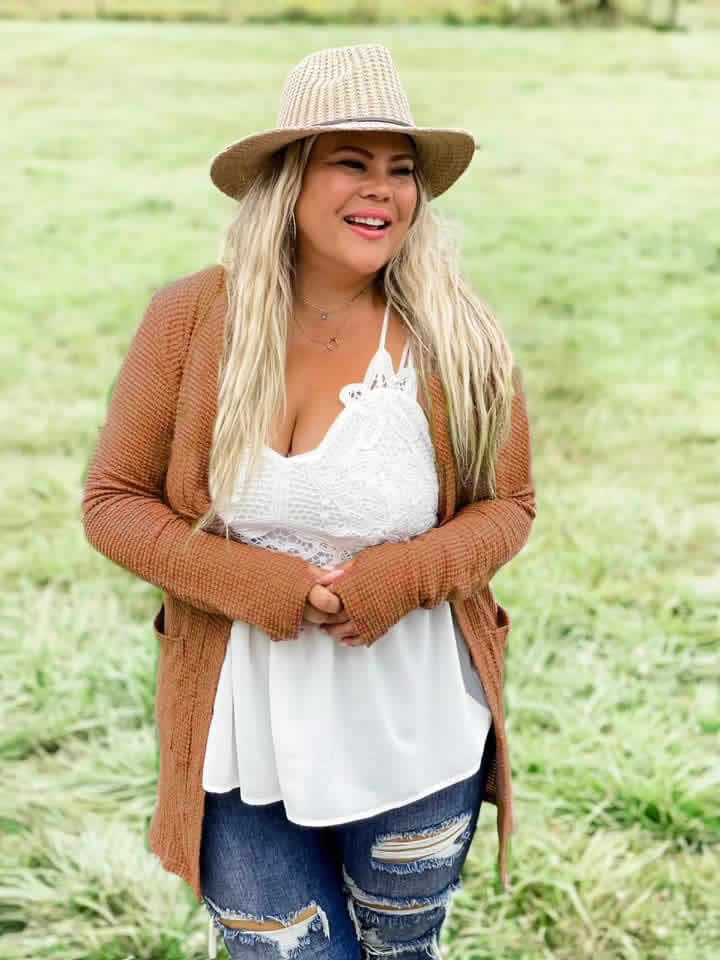 Soft Waffle Knit Cardigan w/ Thumbholes & Slouchy Pockets
