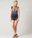 Gilded Intent Bleach Wash Tank Top Women's Large Blue Tie-Dye Sleeveless