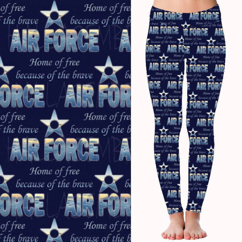 Protect & Serve - Air Force Theme Navy Blue Print Soft Leggings