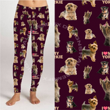 I Love My Yorkie Checkered Print Brown Soft Leggings
