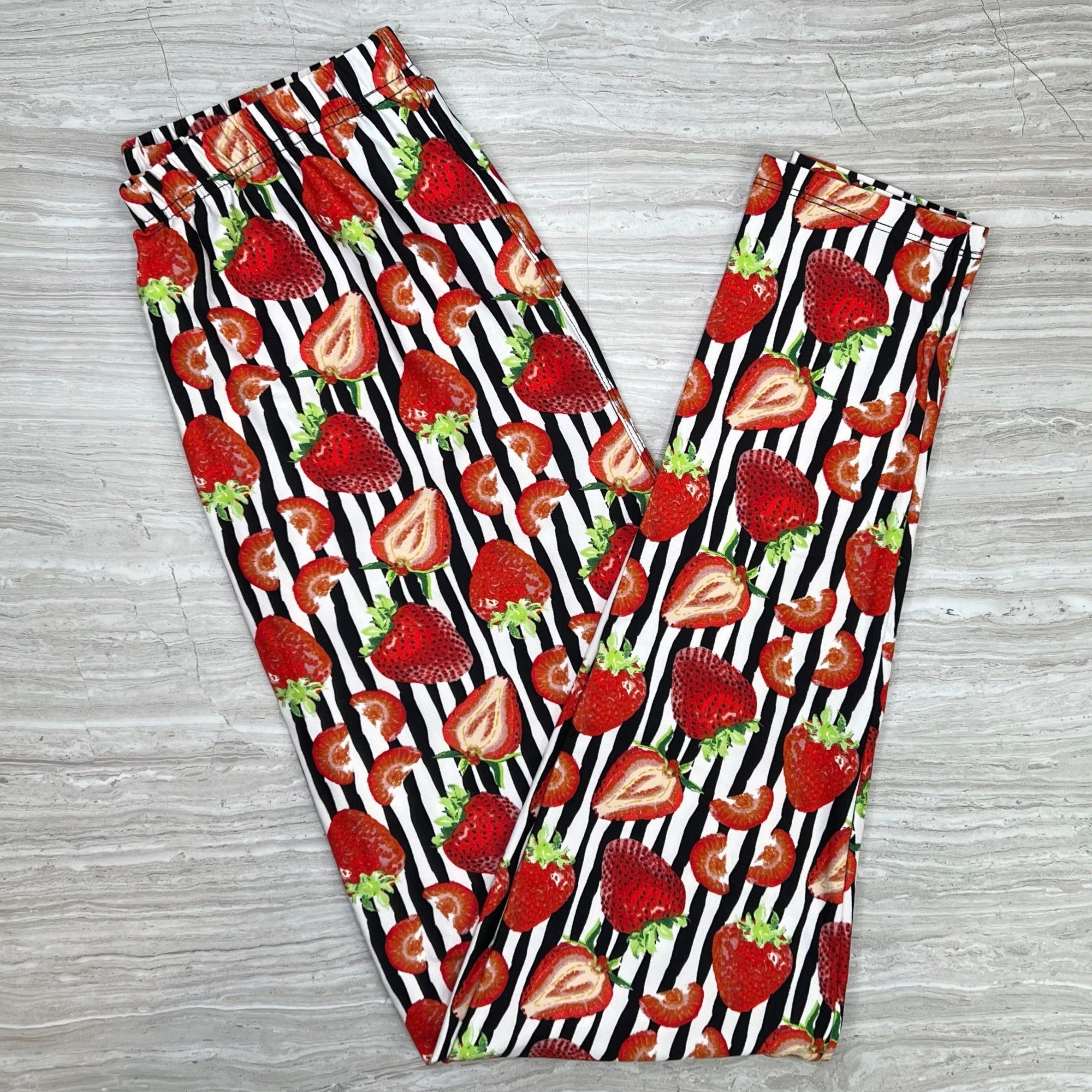 Strawberries & Cream Print Soft Leggings
