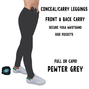 CONCEAL CARRY RUN- PEWTER GREY LEGGINGS/CAPRI/JOGGERS