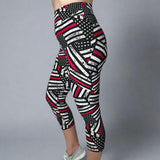 Firefighter Support Thin Red Line Flag Print Soft Leggings - Capri or Full Length