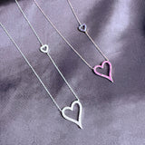 Double Heart 925 Sterling Silver Necklace 18"+2" | White CZ or Rose Gold Ruby Sapphire CZ | Dainty Gift for Her