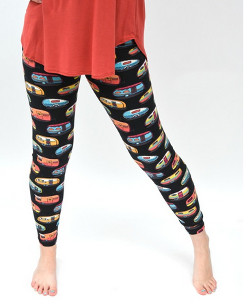 Colorful Fun Camper Print Capri & Full Length Leggings