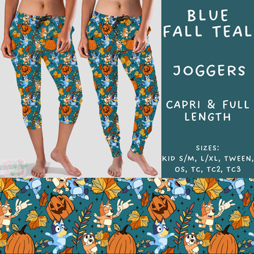 Batch #213 - Character Fall - Closes 10/9 - ETA mid Nov - Blue Fall Teal Full and Capri Length Joggers