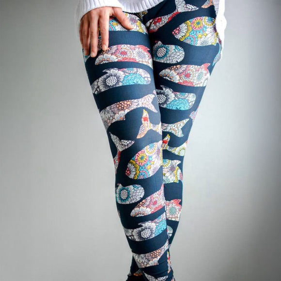Whale Print Soft Leggings