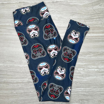 Galactic Sugar Skull Leggings - Dark Side-Inspired Soft Stretch Comfort