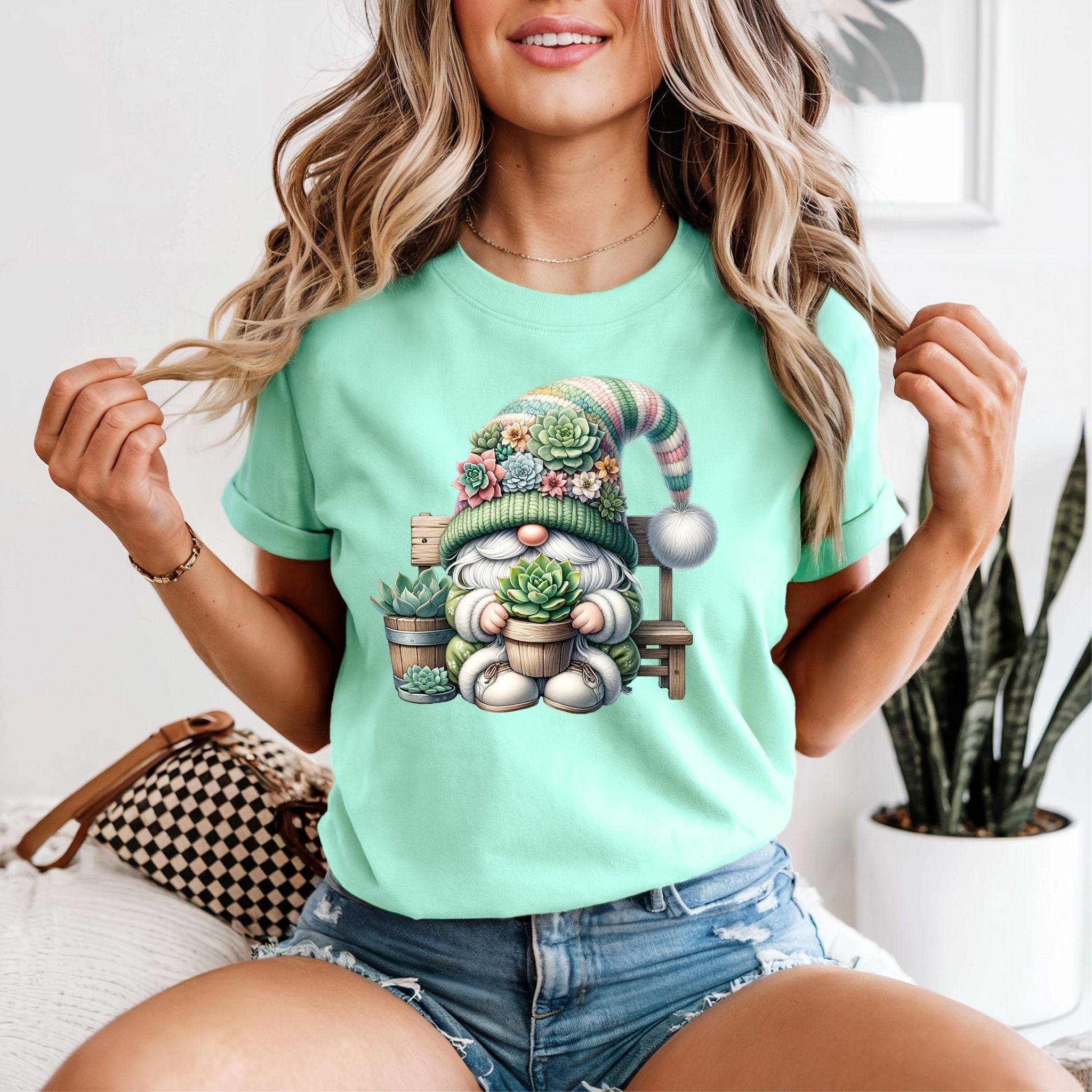 Succulent Bench Gnome Tshirt