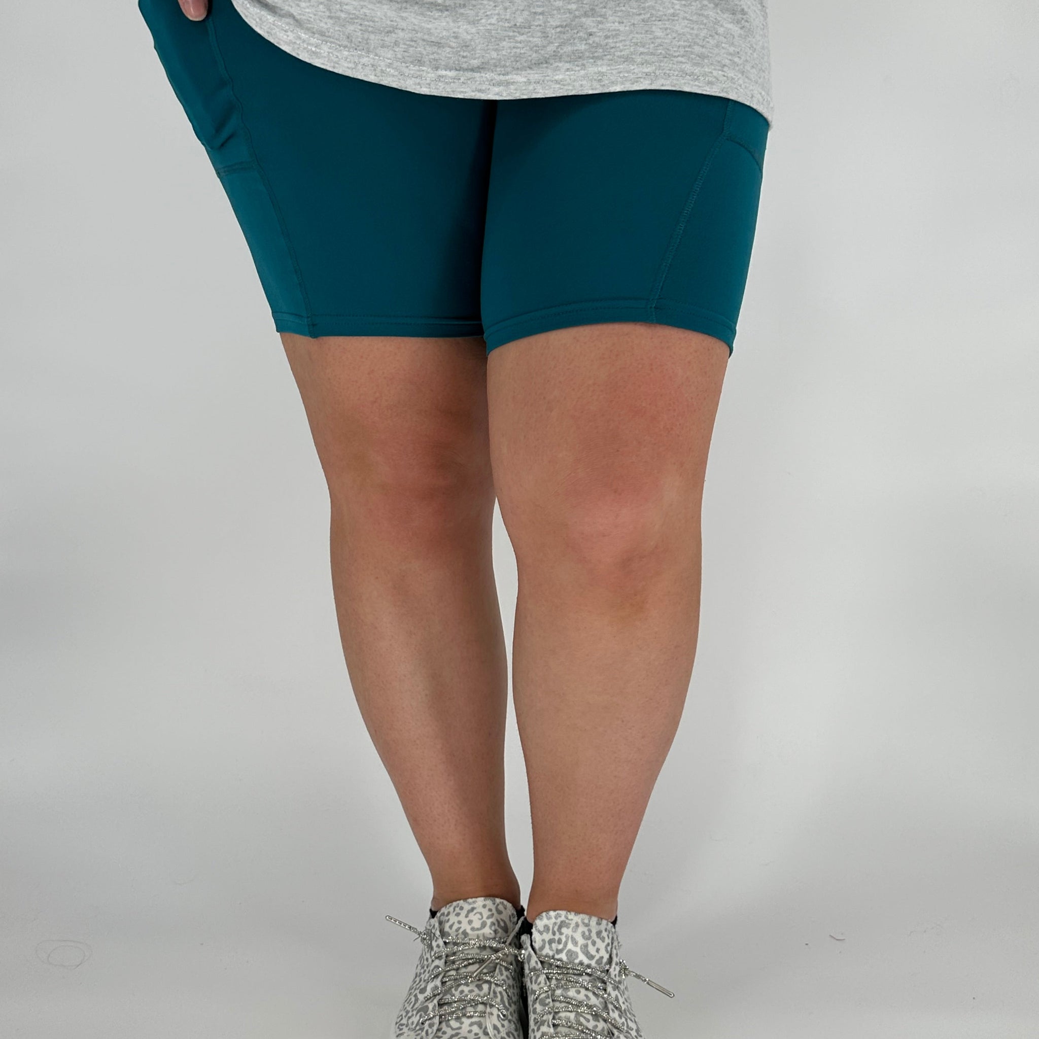 Teal Biker Shorts w/ Pockets