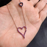 Double Heart 925 Sterling Silver Necklace 18"+2" | White CZ or Rose Gold Ruby Sapphire CZ | Dainty Gift for Her