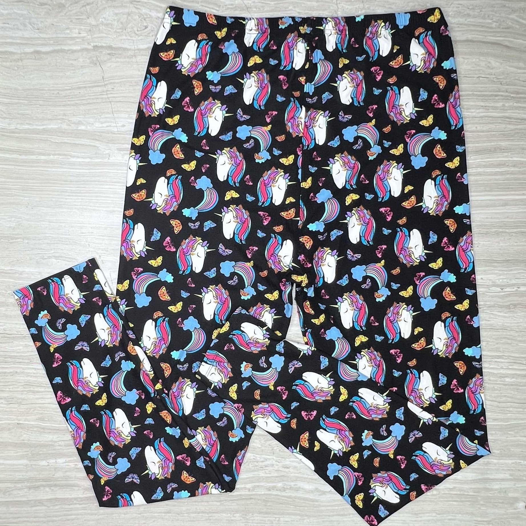 Butterfly Unicorn Print Soft Leggings - Adult & Kid Sizes