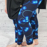 Neon Blue Heart Print Leggings - Adult & Kid Sizes