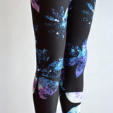 Galaxy Flower Print Capri & Full Length Soft Black Leggings