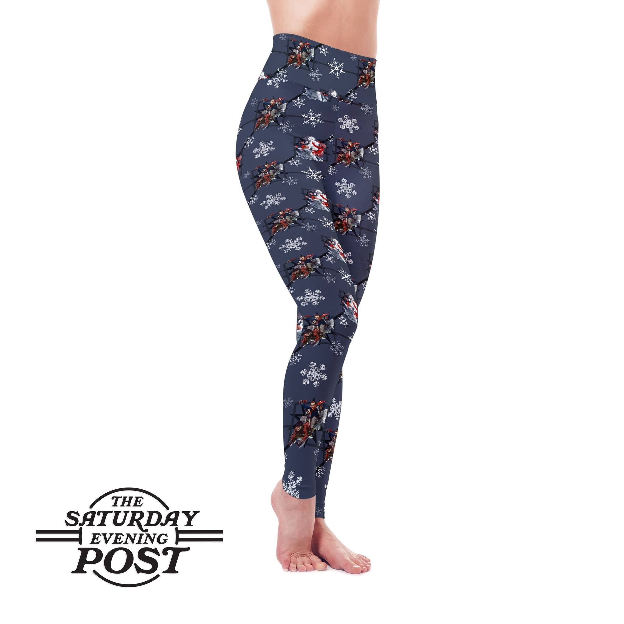 Wintertime Fun Norman Rockwell Christmas Soft Leggings
