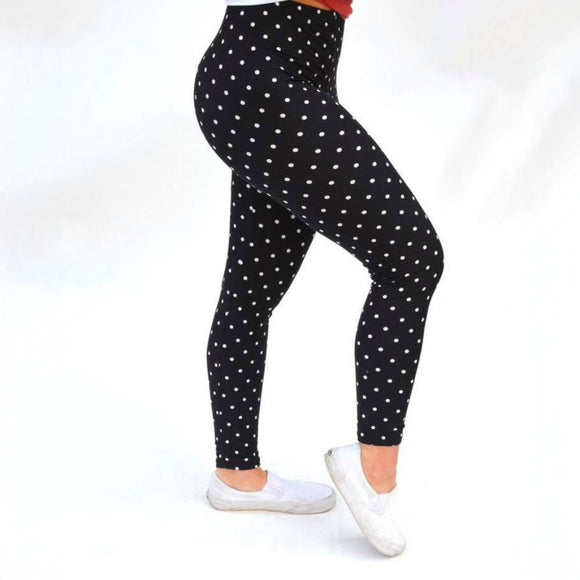 Polka Dot Print Yoga Band Leggings