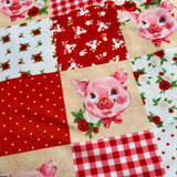 Vintage Piggy Quilted Patchwork Print Capri Soft Leggings