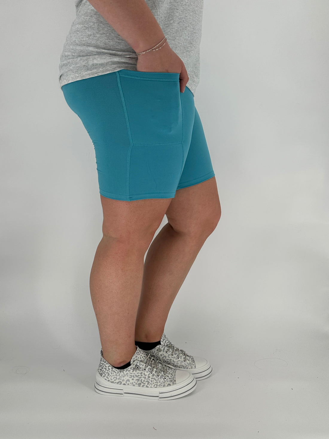 Baby Blue Biker Shorts w/ Pockets