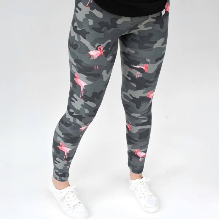 Camo Flamingo Print Leggings