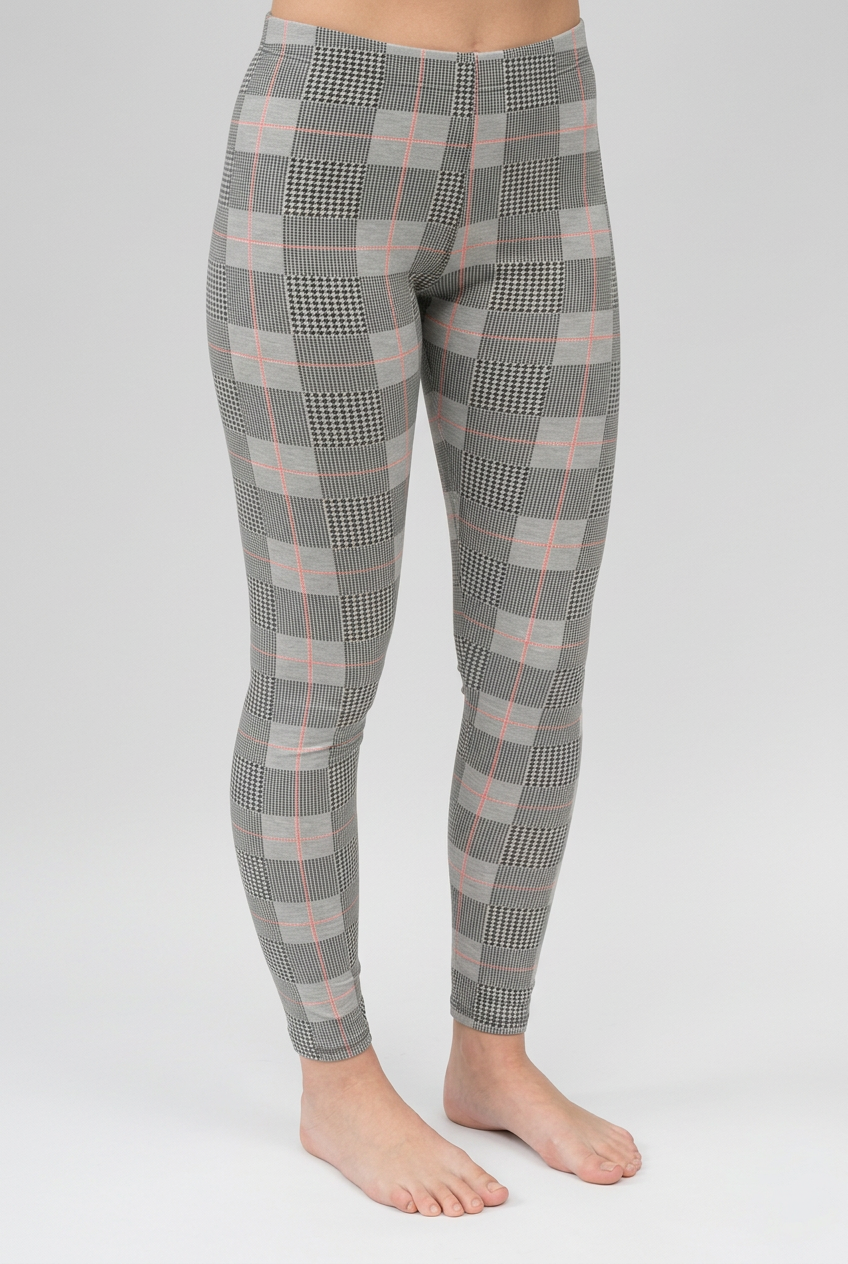 Houndstooth Line Plaid Print Leggings