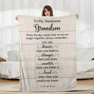 To My Handsome Grandson Wood - Letter Sherpa Blankets- Preorder Closing 10/2